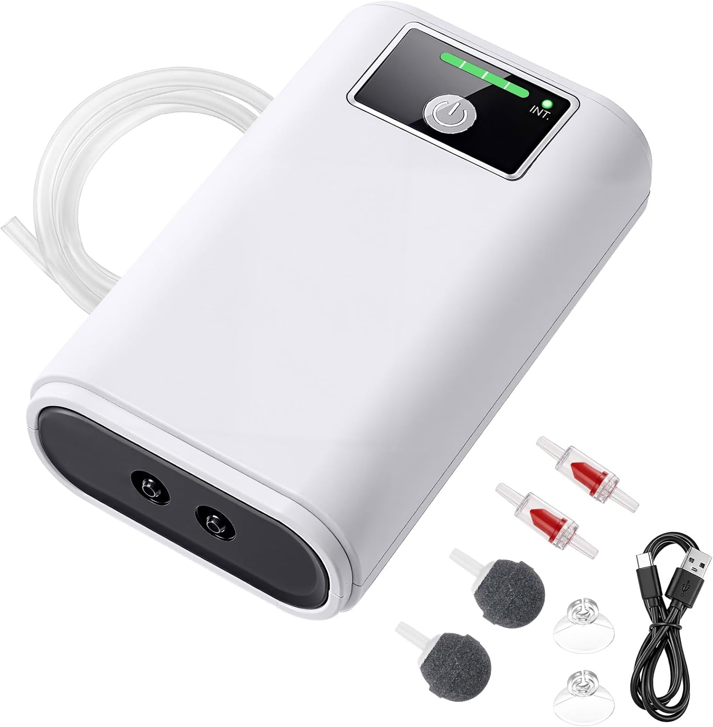 Thumbnail 3 de Petbank Aquarium Luftpumpe – USB, 2600mAh Akku, zweiphasige Stromversorgung, 2 Ausgänge