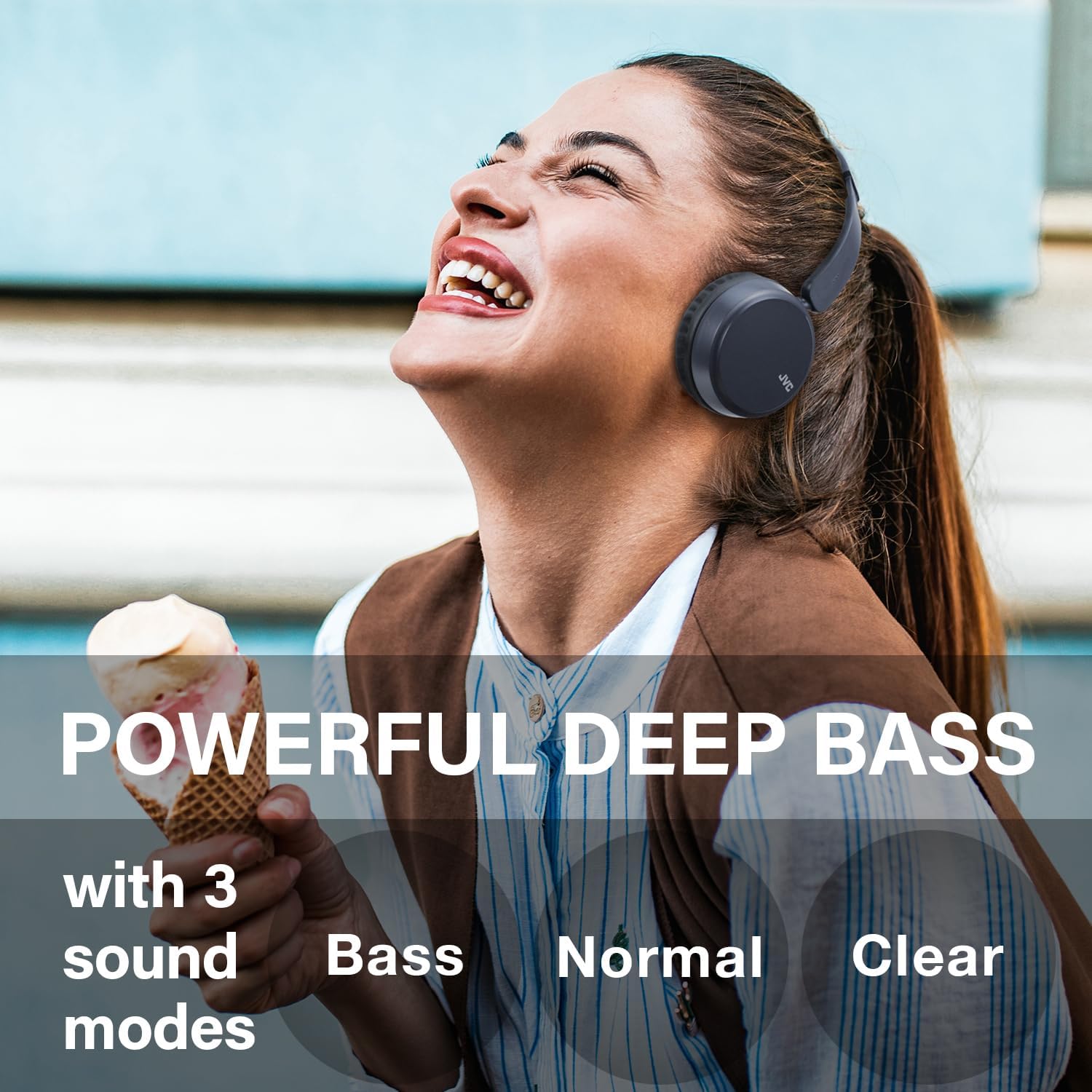 Detalle de JVC HA-Z37W-A: Bluetooth on-ear headphones with deep bass and 35h battery