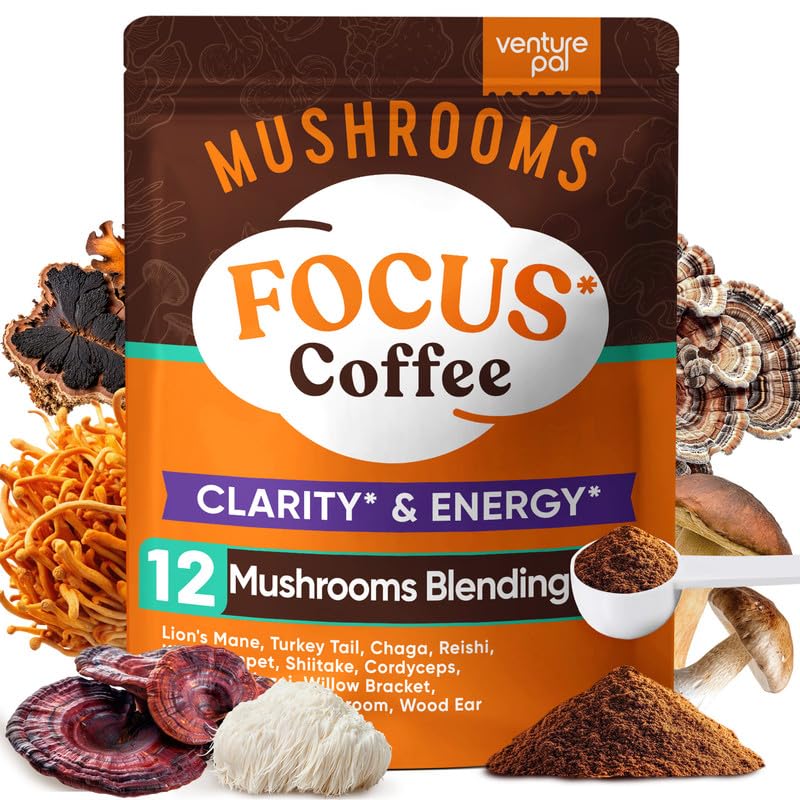 Detalle de Venture Pal Mushroom Coffee, 12-Mushroom Arabica Blend with Probiotics