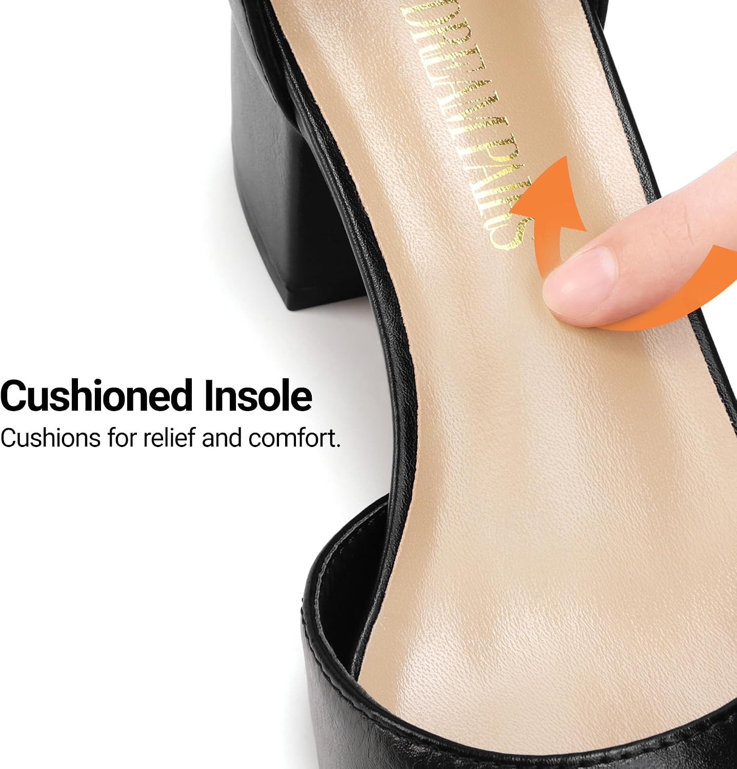 Detalle de DREAM PAIRS ANNEE pointed-toe low chunky heel pump shoes with adjustable buckle