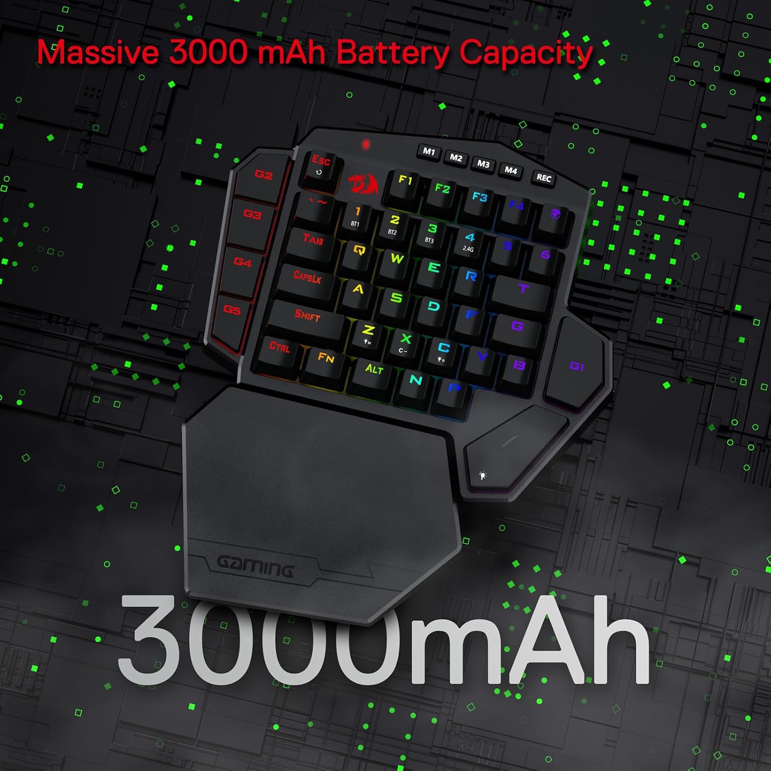 Detalle de Redragon K585 DITI tastiera meccanica wireless 40% con 7 tasti macro, 2,4 GHz/RGB e poggiapolsi staccabile (US ANSI)