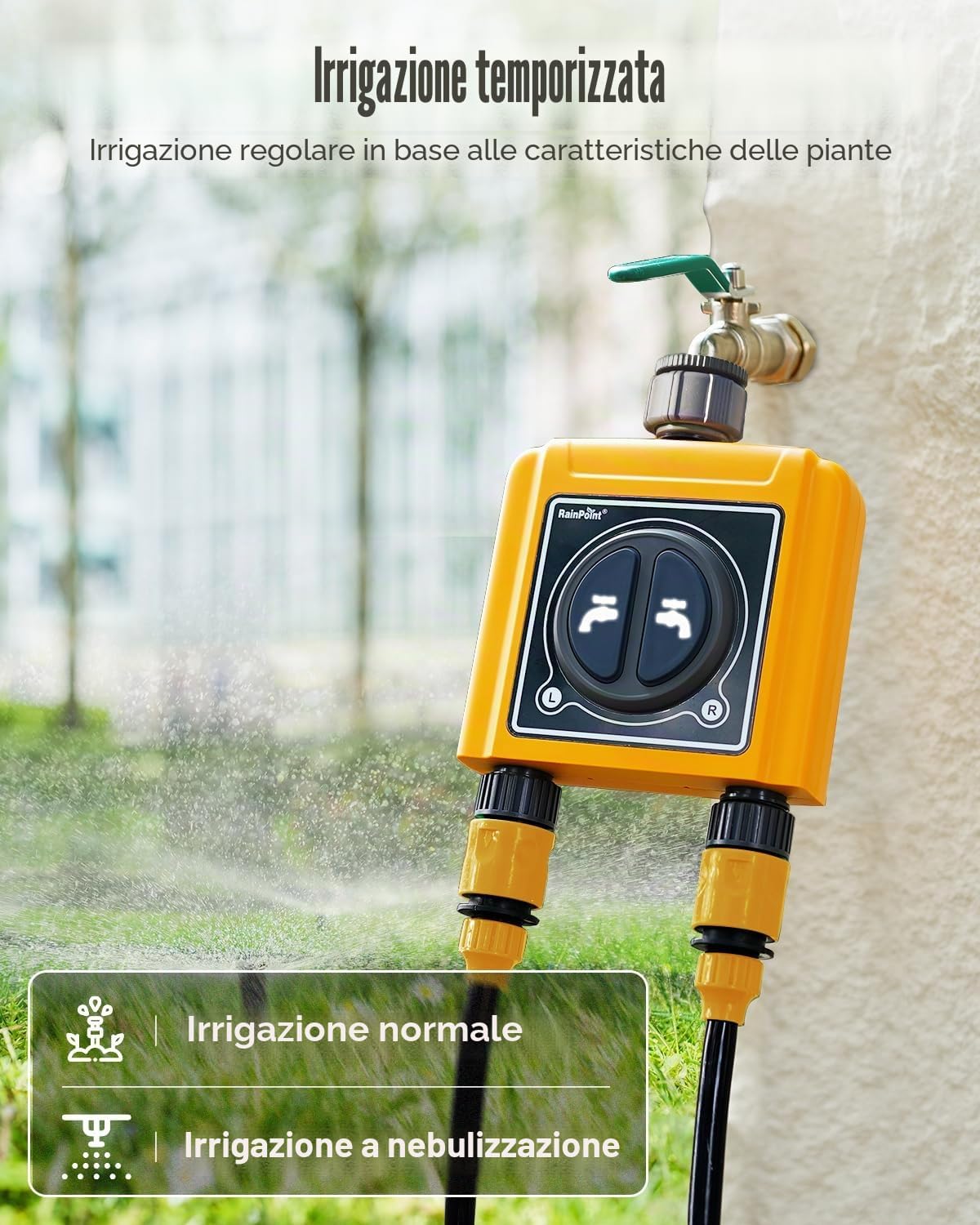 Detalle de RAINPOINT Centralina Irrigazione WiFi 2 Vie: controllo intelligente per prato e giardino