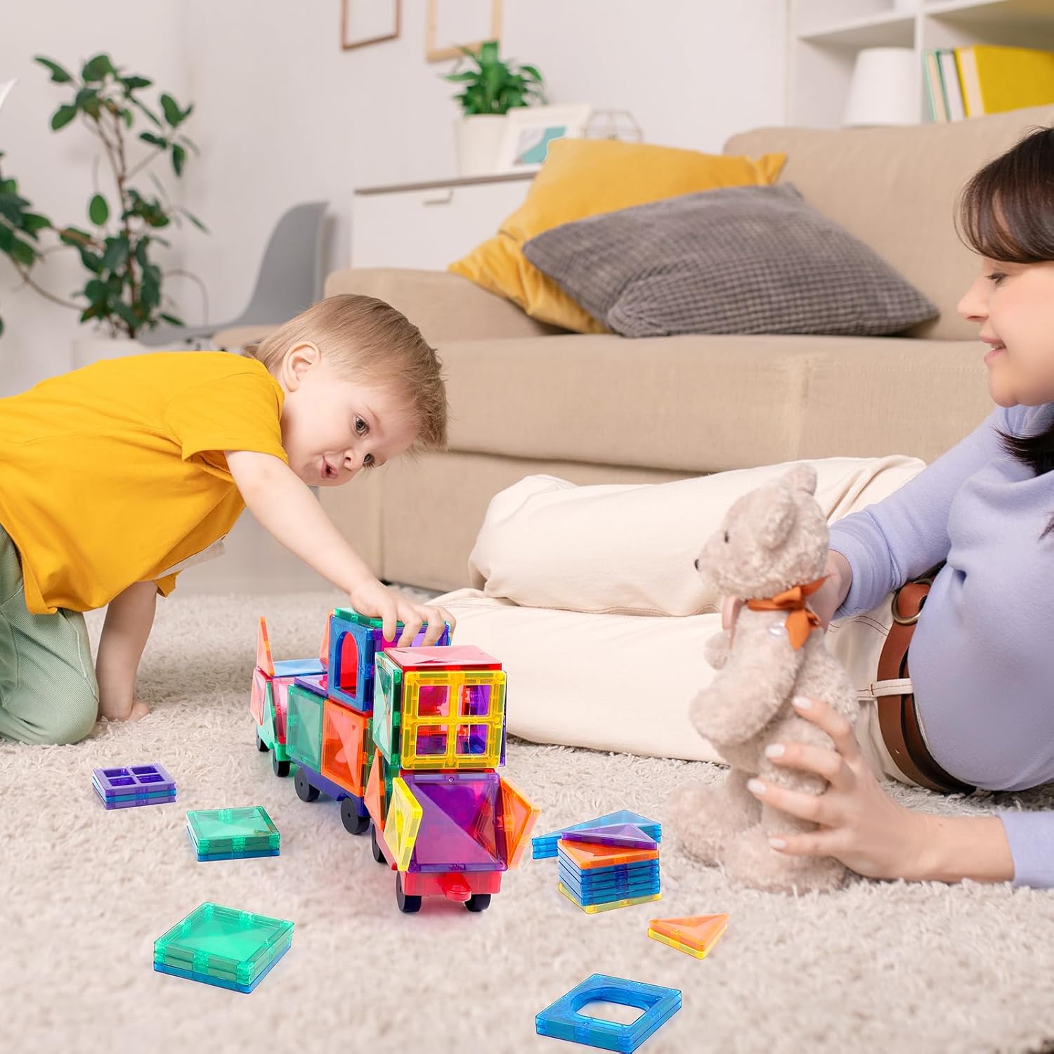 Thumbnail 6 de Magnetic Tiles Cars Baby Toys - 4 PCS Magnetic Car Set for Creative Building
