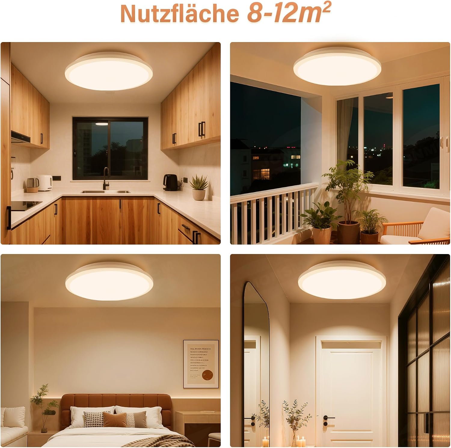 Detalle 2 de JONMONSM Led Deckenleuchte 24W Warmweiß 3000LM