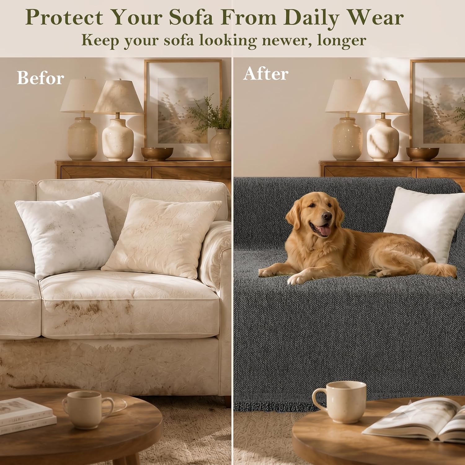 Detalle de YHUKB Chenille sofa cover, 71 x 118 inches