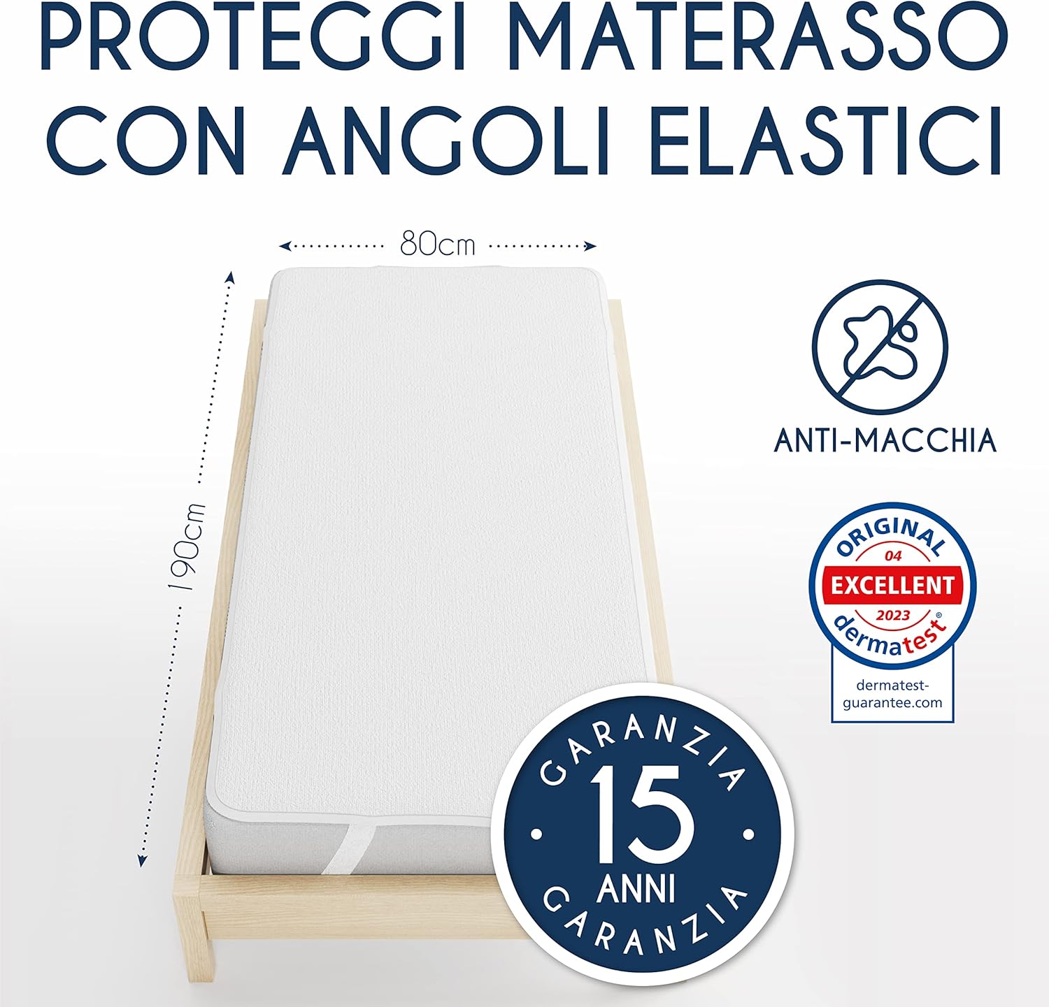 Thumbnail 1 de Dreamzie Coprimaterasso impermeabile 80x190 cm con 4 angoli elastici (OEKO-TEX)