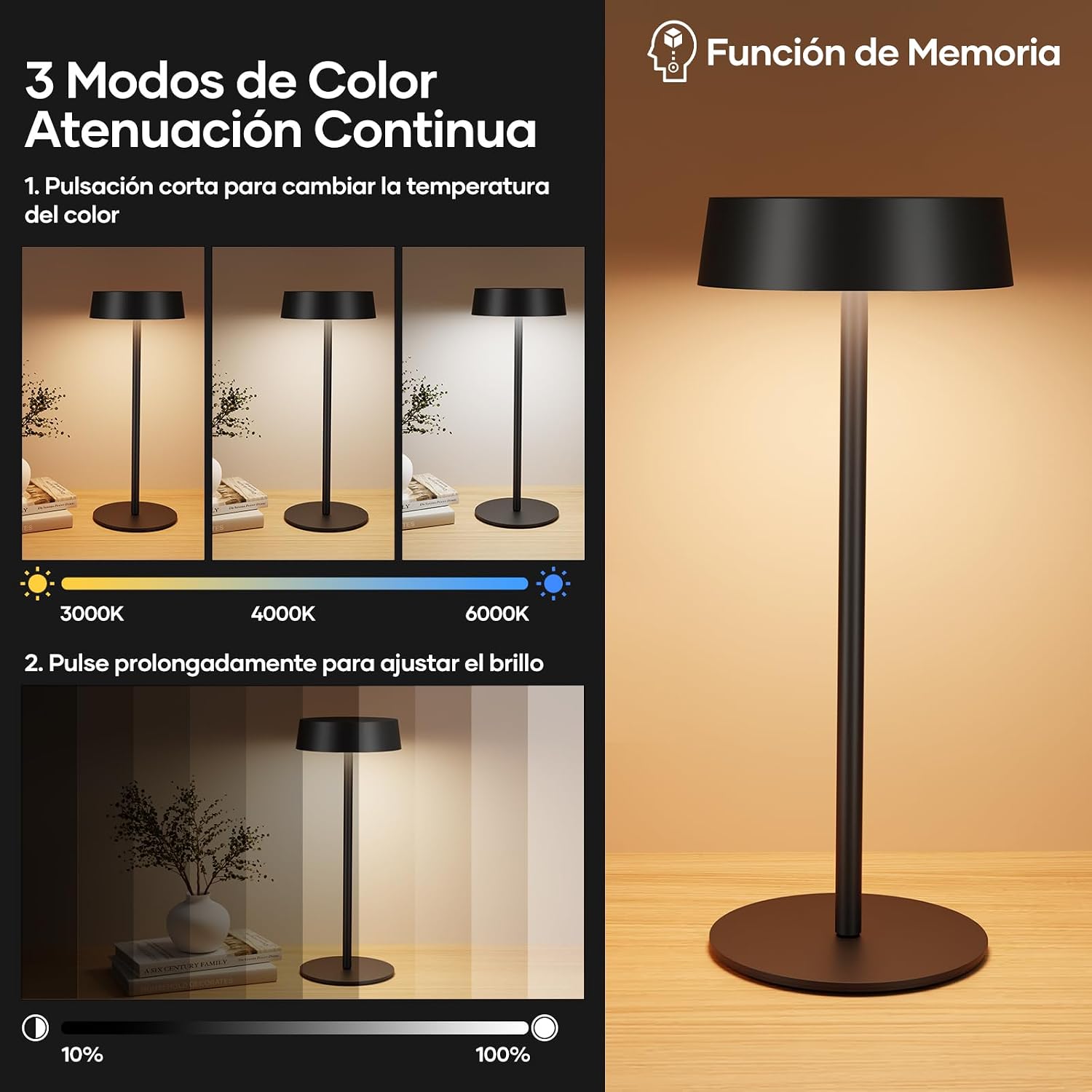Detalle de Suright Lámpara de mesa solar IP65 4000 mAh