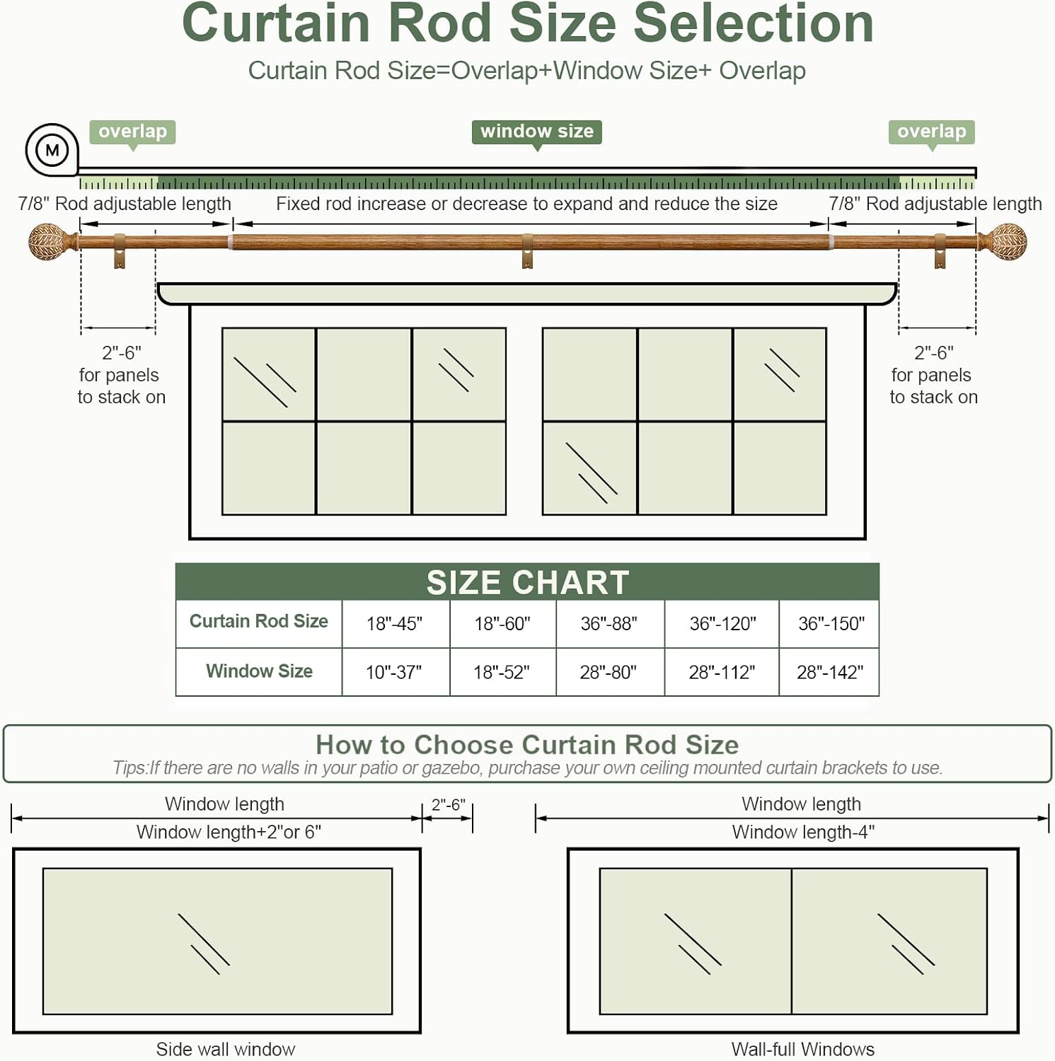 Thumbnail 6 de QDWIS Wood Curtain Rods 36-88''