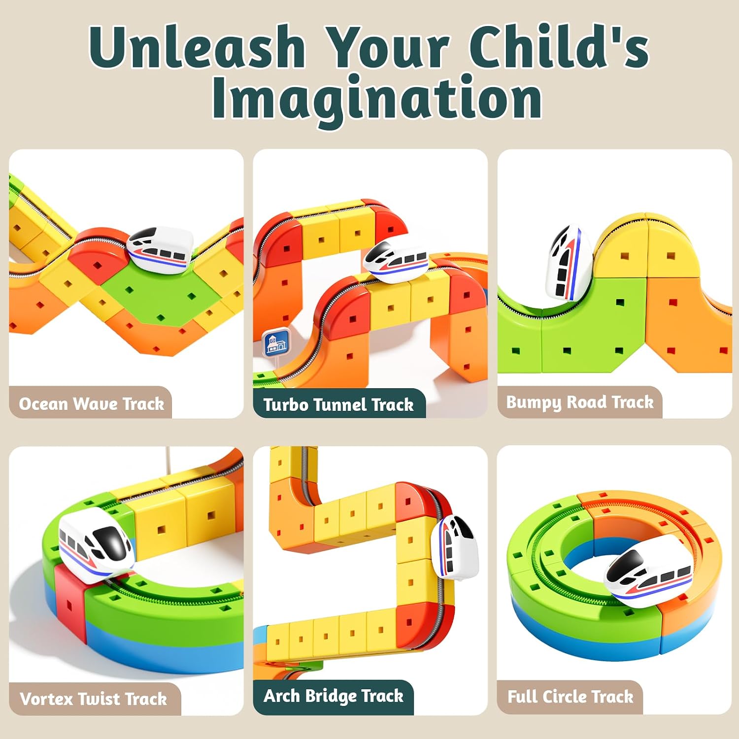 Detalle 2 de Wdebay Klick Rail Electric Train Set with 3D Magic Flexible Track (48 pcs) for Kids Ages 3–8
