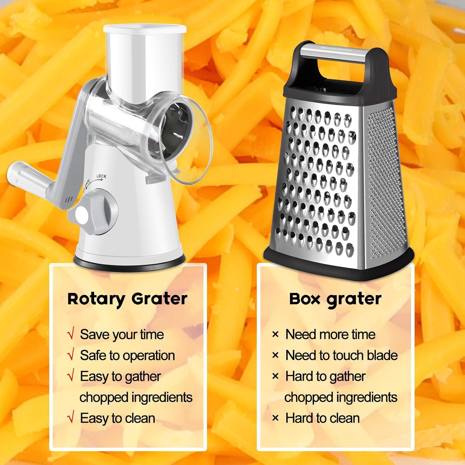 Thumbnail 5 de Ourokhome Rotary Cheese Grater 3 blades 🧀