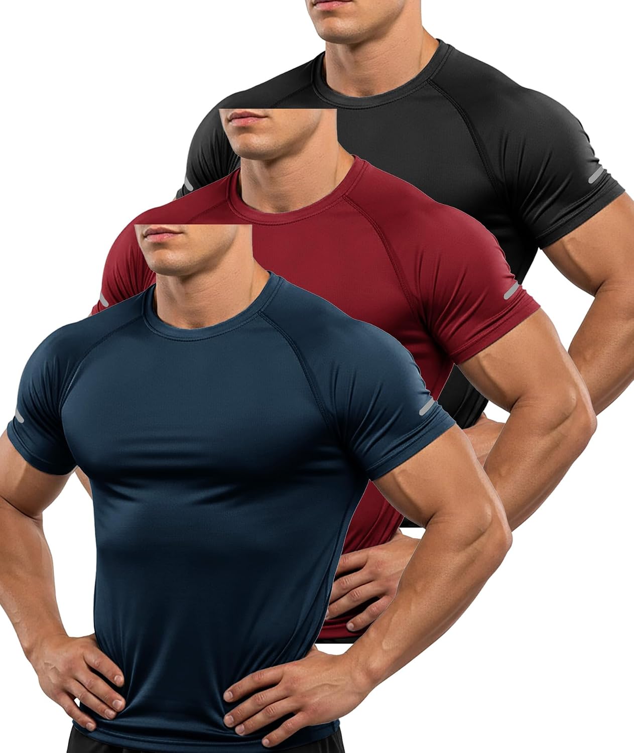 Detalle de ZITY 3 Pezzi T-Shirt Uomo Sportive – Set da 3 magliette leggere, traspiranti e ad asciugatura rapida