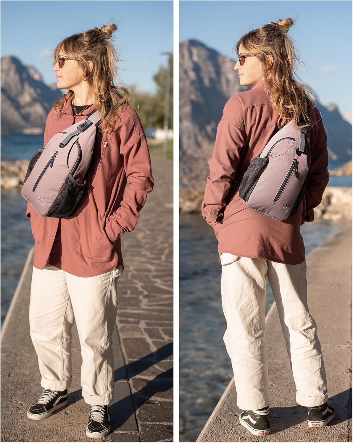 Thumbnail 1 de WATERFLY Crossbody Sling Backpack Sling Bag Travel Hiking Chest Bag (Pink)