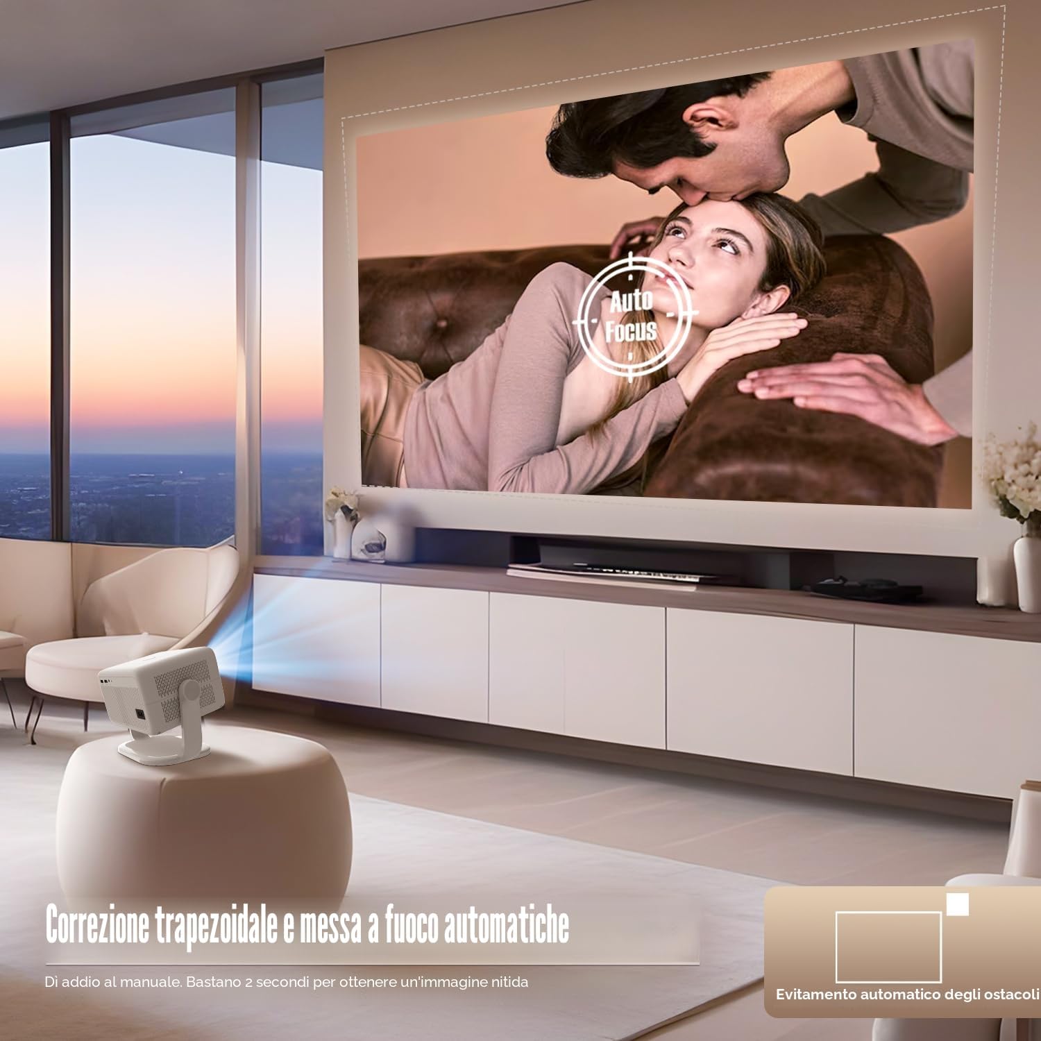 Detalle de Magcubic Mini Proiettore Portatile 4K (supporto nativo 1080p) L018 con Android 14, WiFi 6 e rotazione 180°