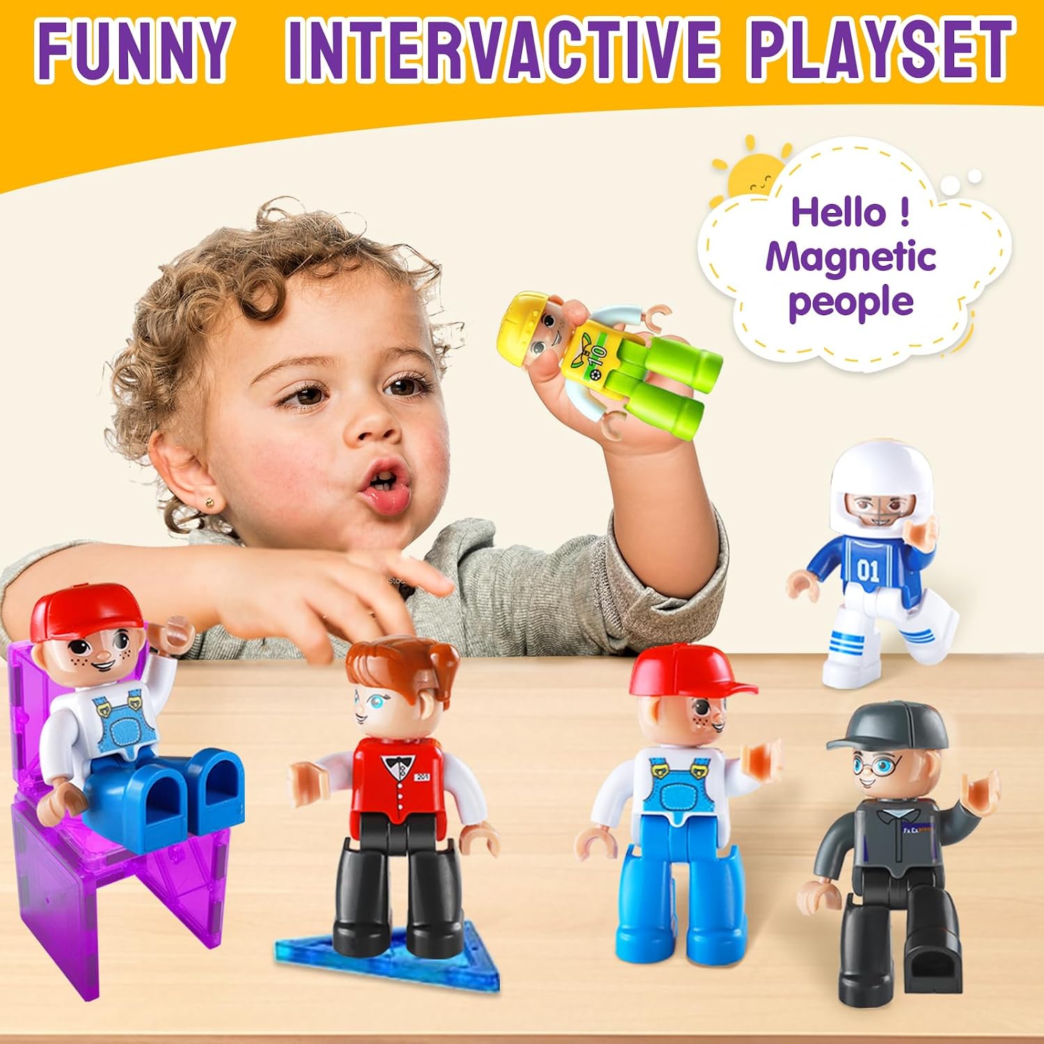 Detalle 2 de Large Magnetic People Figures 15pcs 3" 🧲