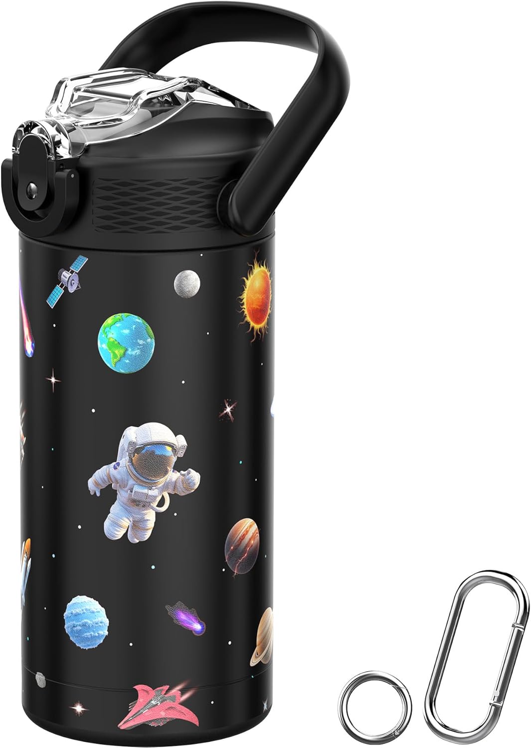 Detalle de MYFOREST 400ml Insulated Kids Water Bottle (14oz) with soft sipper, insulated liner and name spot
