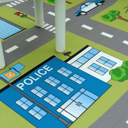 Detalle de TT Home Tapis de jeu enfants garçon fille voitures rue vert 200 cm ⚙