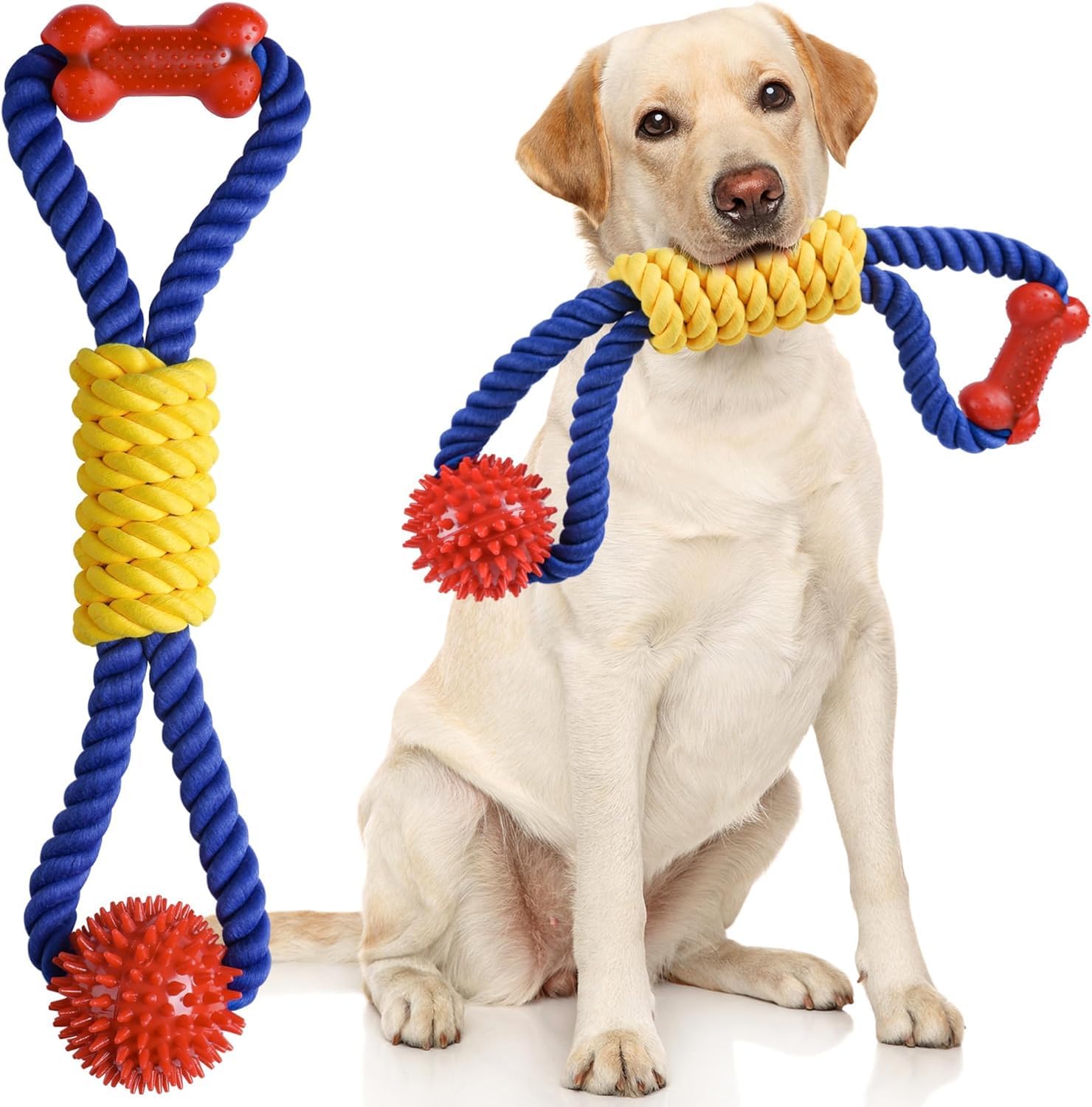 Detalle de Aitmexcn Hundespielzeug Seil (43 cm) aus Baumwolle – Zerrspielzeug für kleine bis mittelgroße Hunde