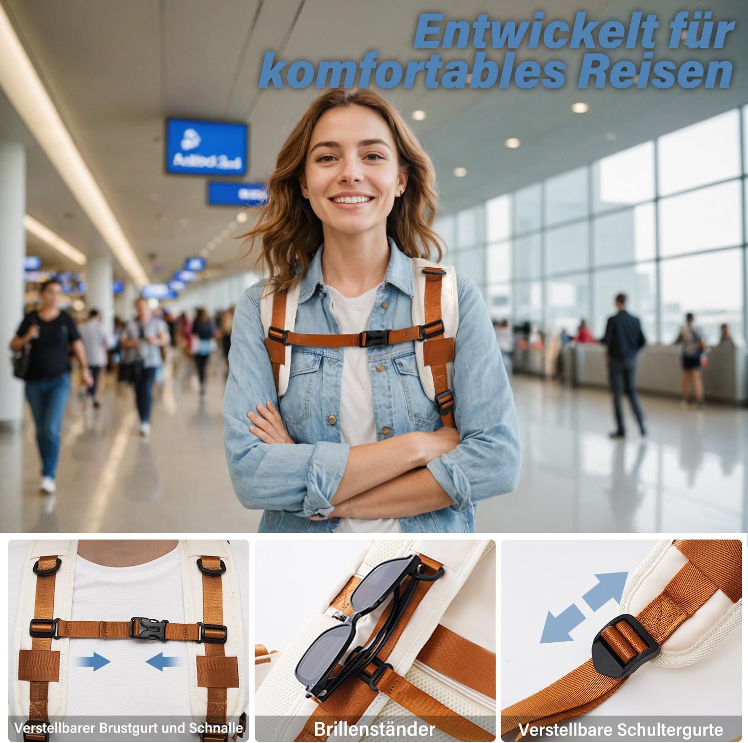 Thumbnail 6 de COOLIFE Handgepäck Rucksack 45×36×20 cm mit Laptopfach – Weekender für Kurztrips (dunkelgrün)