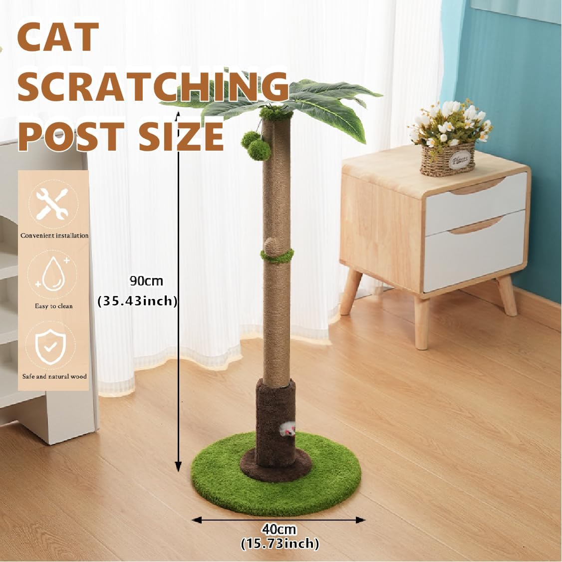 Thumbnail 1 de Cat Scratching Post, 90cm Tree with Interactive Dangling Balls & Spring Toys