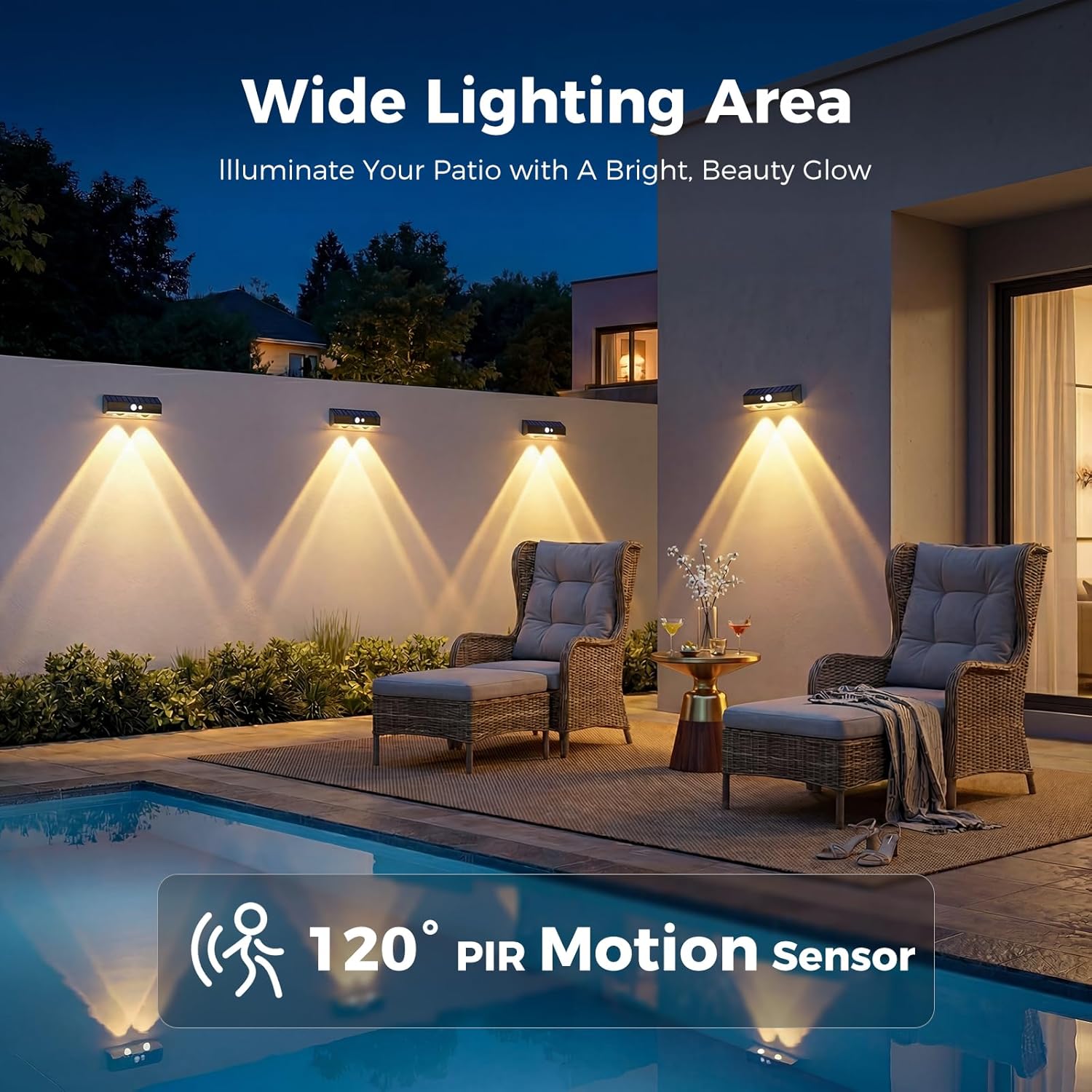 Thumbnail 1 de Kolpop Solar Fence Lights Outdoor Garden (4 Pack) – Solar Motion Sensor Wall Lights with 3 Modes