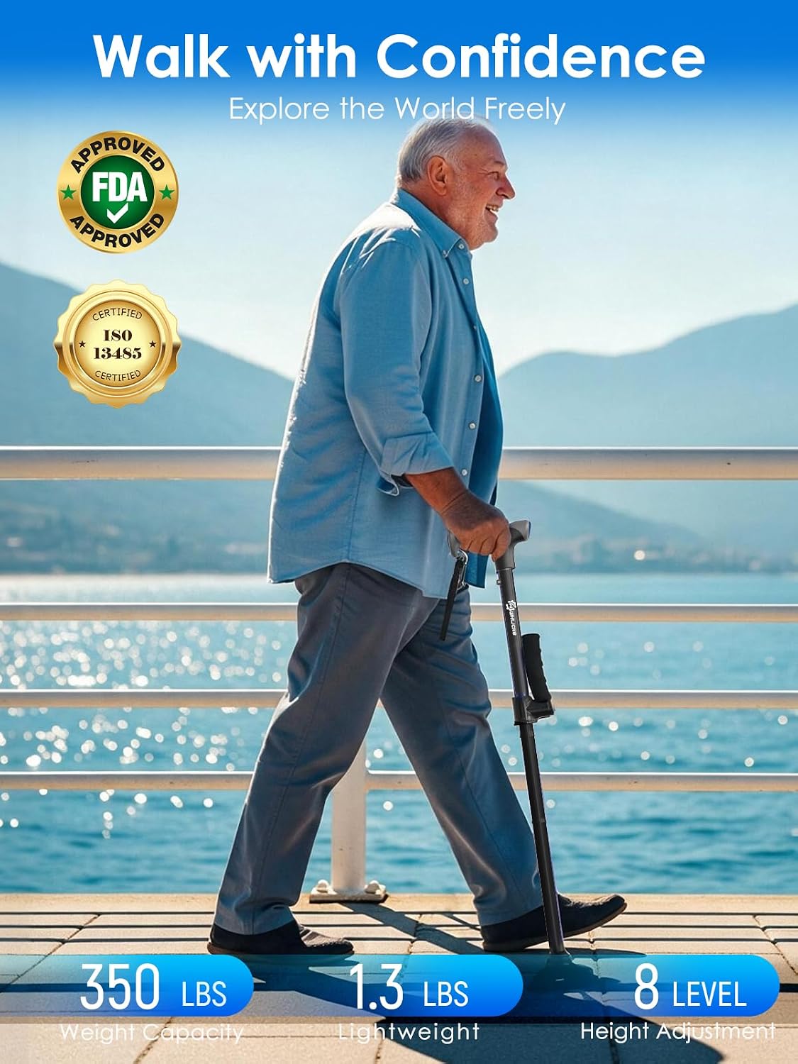 Detalle de WHLICKS Walking Cane, Aluminum