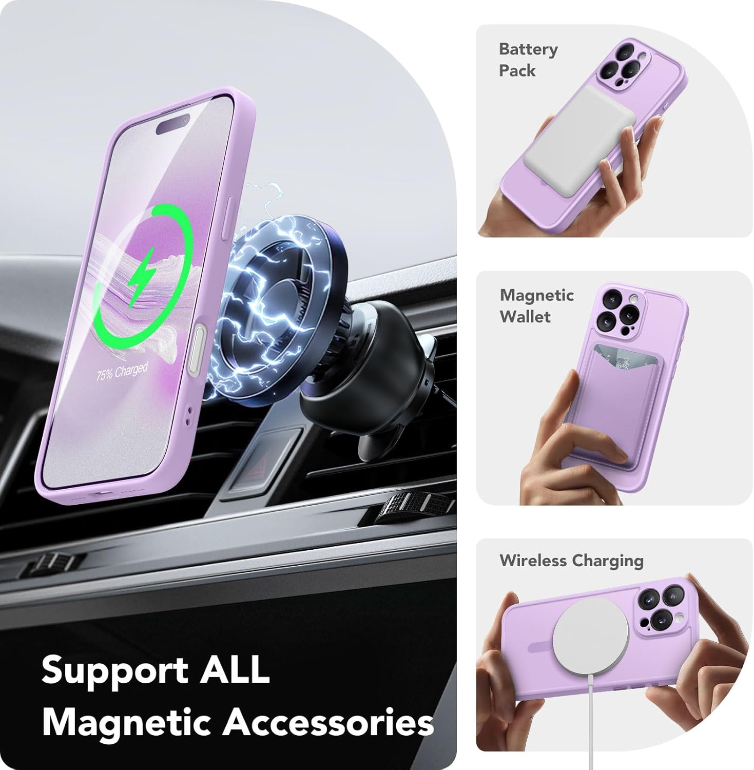 Thumbnail 2 de CAPRARO Magnetic Case for iPhone 16 Pro Max – Full Camera Protection, MagSafe Compatible, Elegant Purple