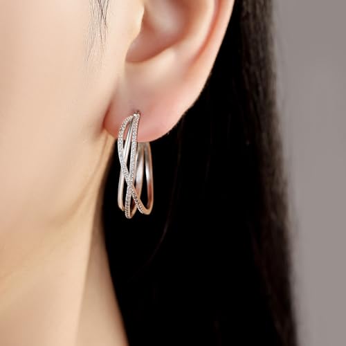 Thumbnail 1 de CYMYSS 925 Sterling Silver Hoop Earrings for Women: Hypoallergenic, Lightweight and Elegant