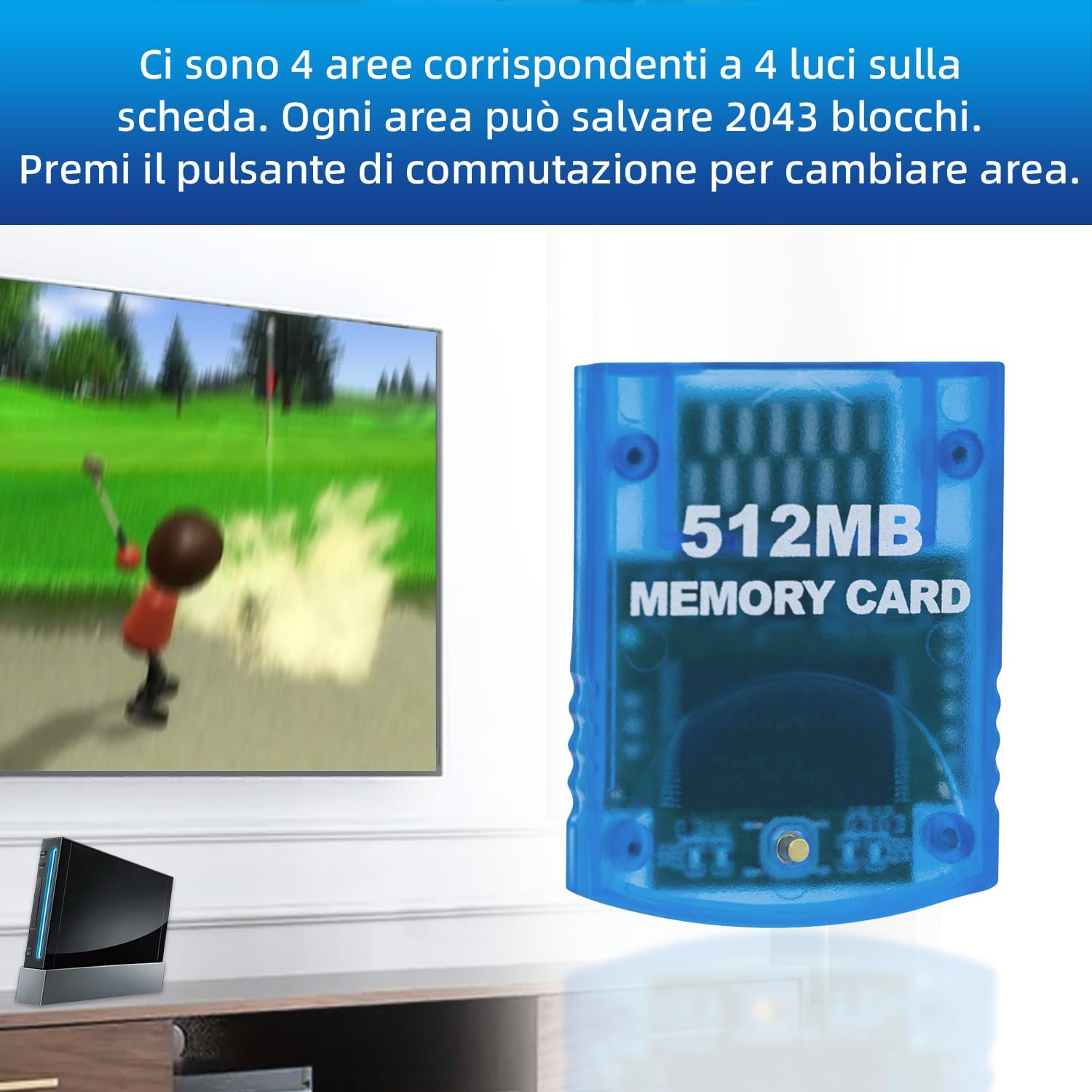 Thumbnail 6 de Tolesum Scheda di Memoria 512 MB (8.192 blocchi) per Wii RVL-001 e GameCube NGC