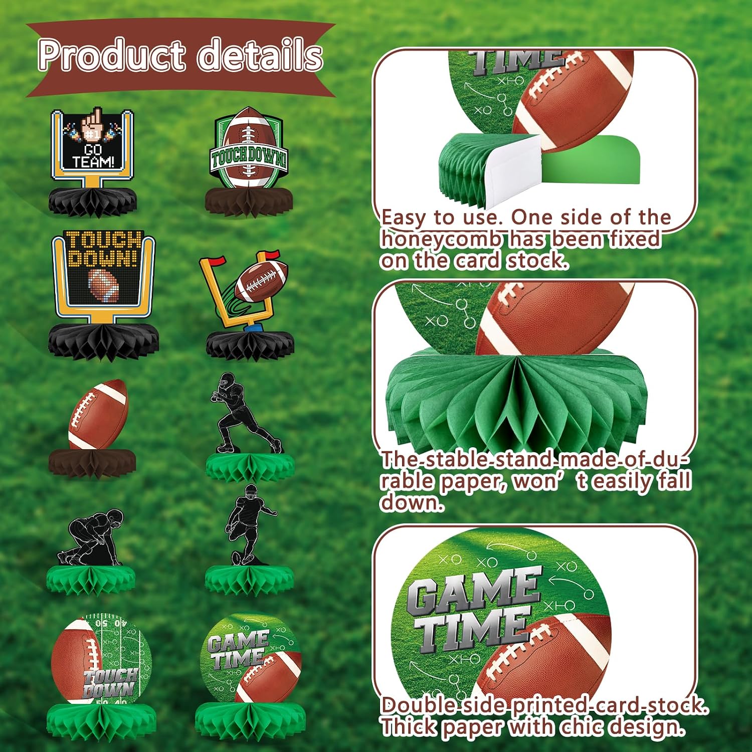 Thumbnail 2 de 10-pack Football Honeycomb Centerpieces 🎉