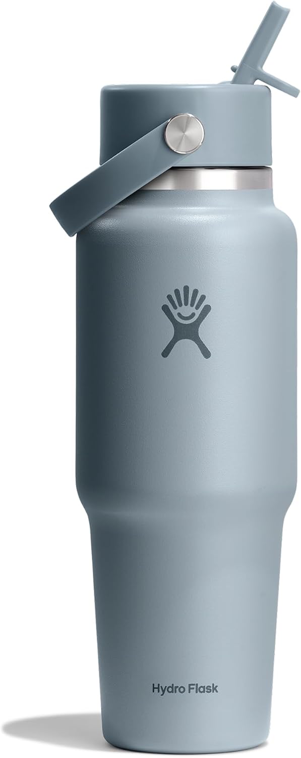 Detalle de Hydro Flask Wide Flex Straw Travel Bottle 946 ml – Acier inoxydable, étanche, 24 h de froid, grande ouverture