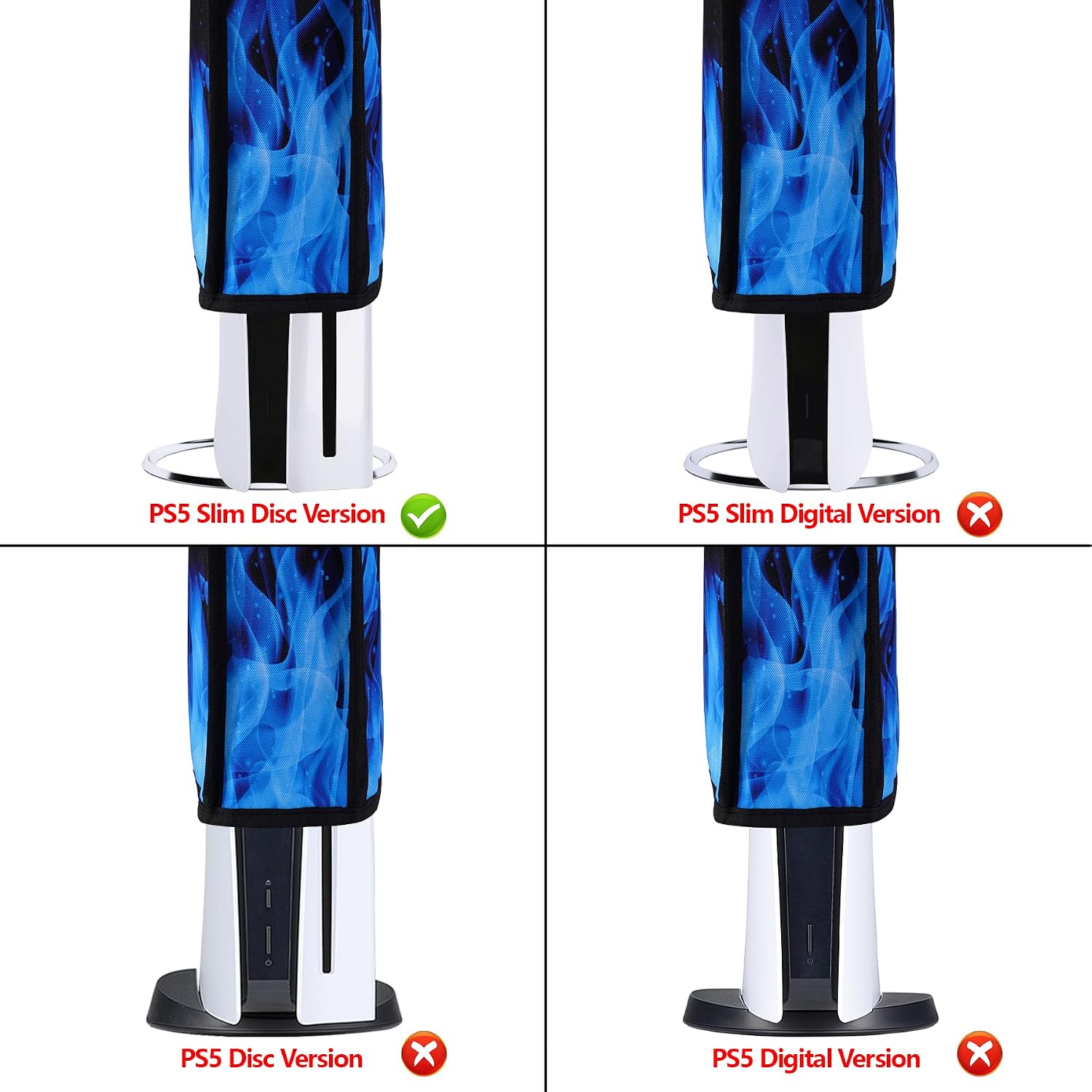 Detalle 2 de PlayVital Vertical Dust Cover for PS5 Slim ⌁ Blue Flame