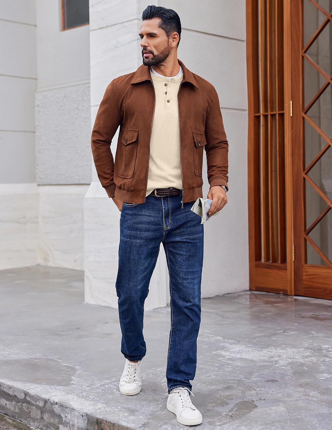 Detalle 2 de Ekouaer Men's Henley Shirt, Polyester