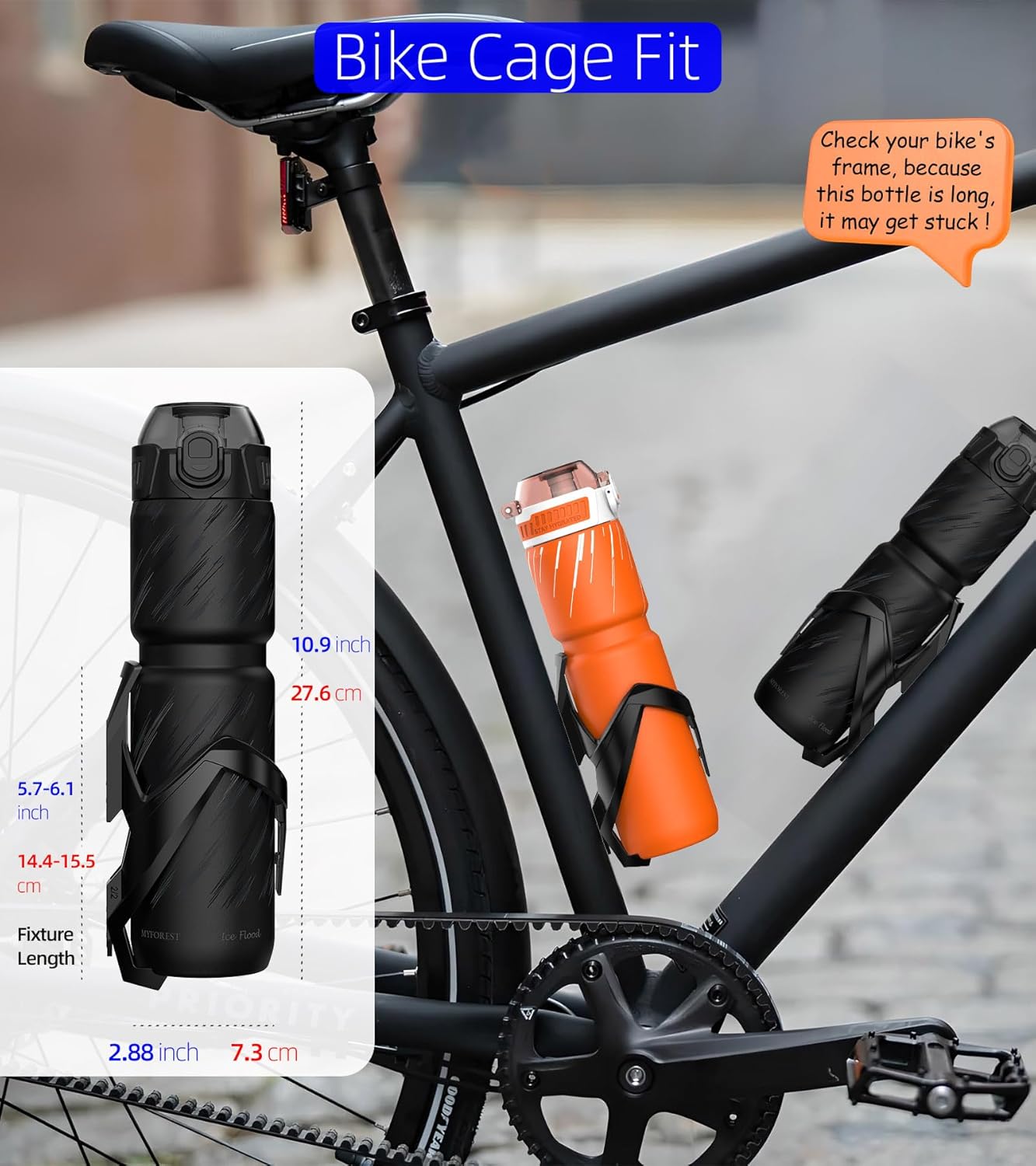 Thumbnail 3 de MYFOREST 700ml Borraccia Termica per Bici – rivestimento in acciaio chirurgico, apertura rapida e impugnatura robusta (Tempesta nera)