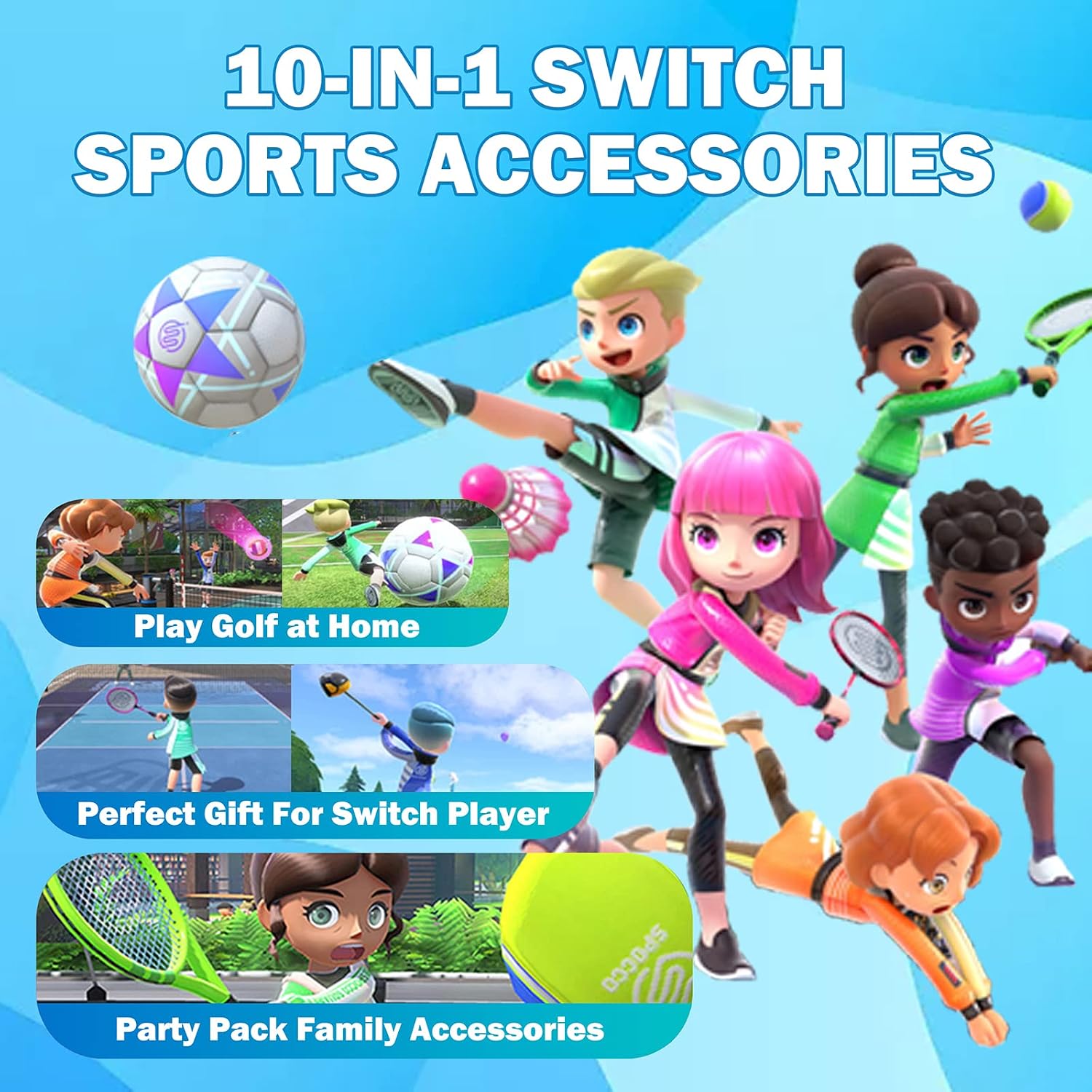 Detalle 2 de Nintendo Switch 2025 Sports Accessories Bundle 10-in-1