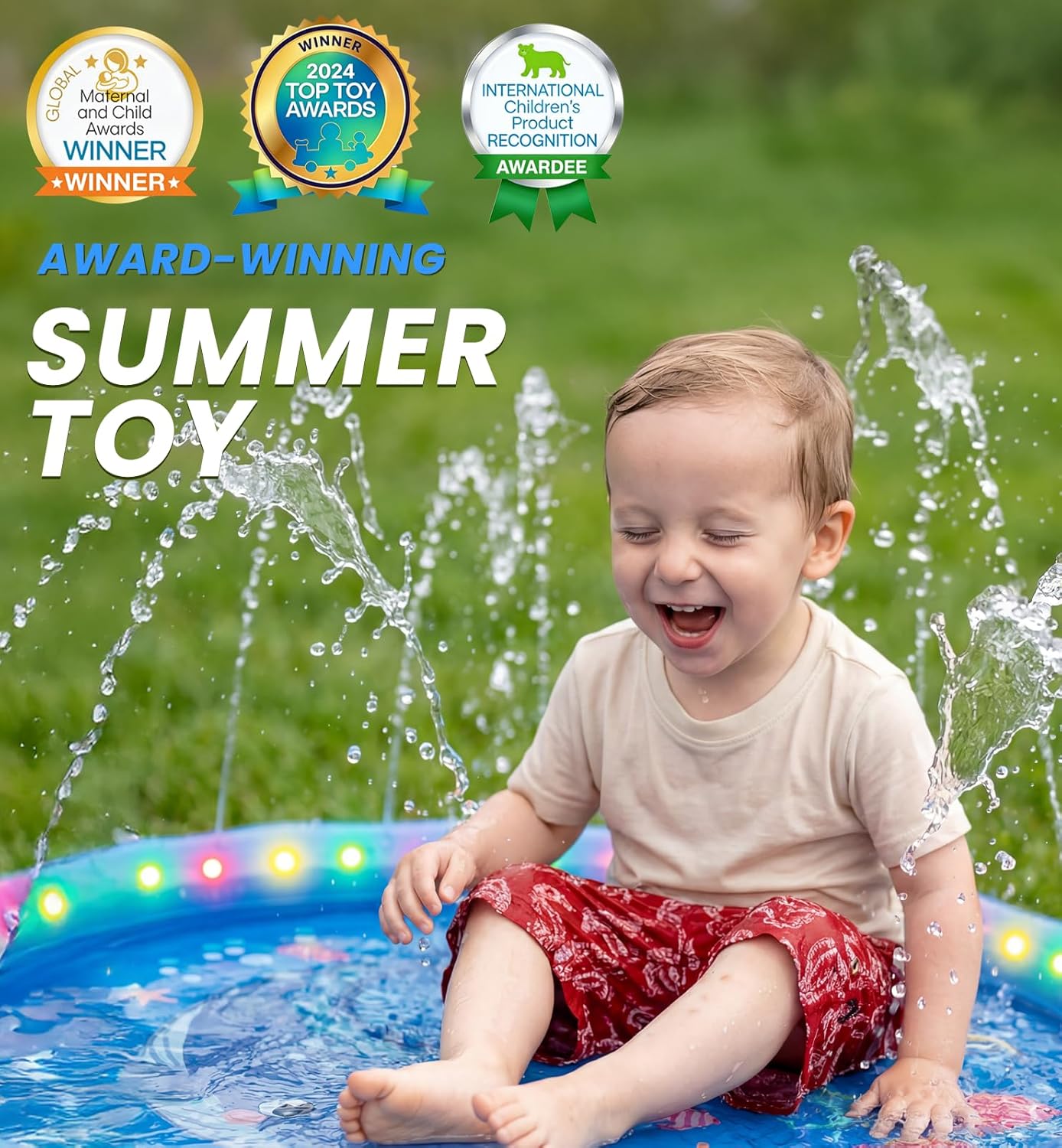 Thumbnail 3 de Dsquu LED Glowing Splash Pad Sprinkler (60") for Kids & Dogs with RGB Light Modes & Remote