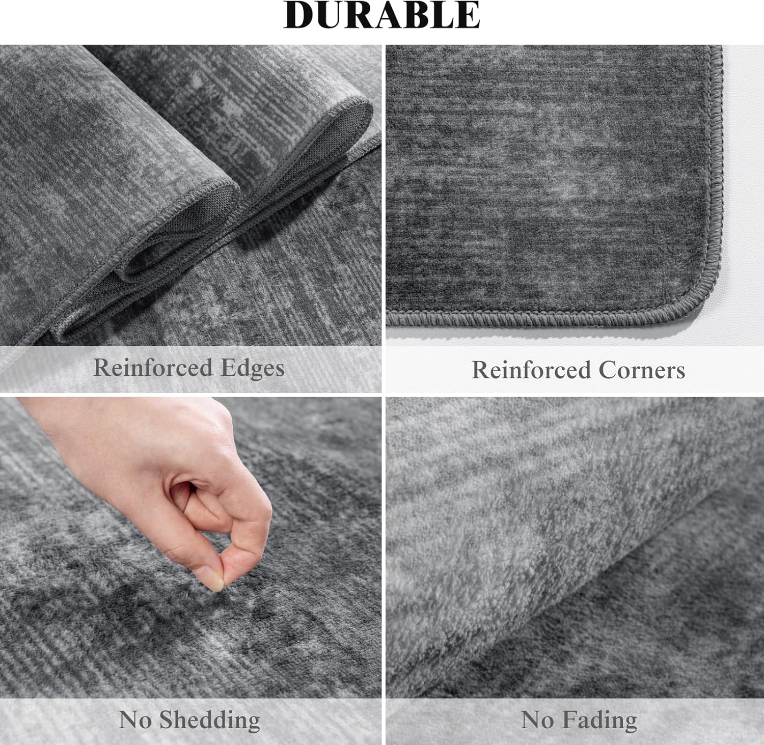 Thumbnail 5 de LIANLAM Washable Rug 8x10 Area Rug (Gray) with Stain-Resistant, Non-Slip TPR Backing