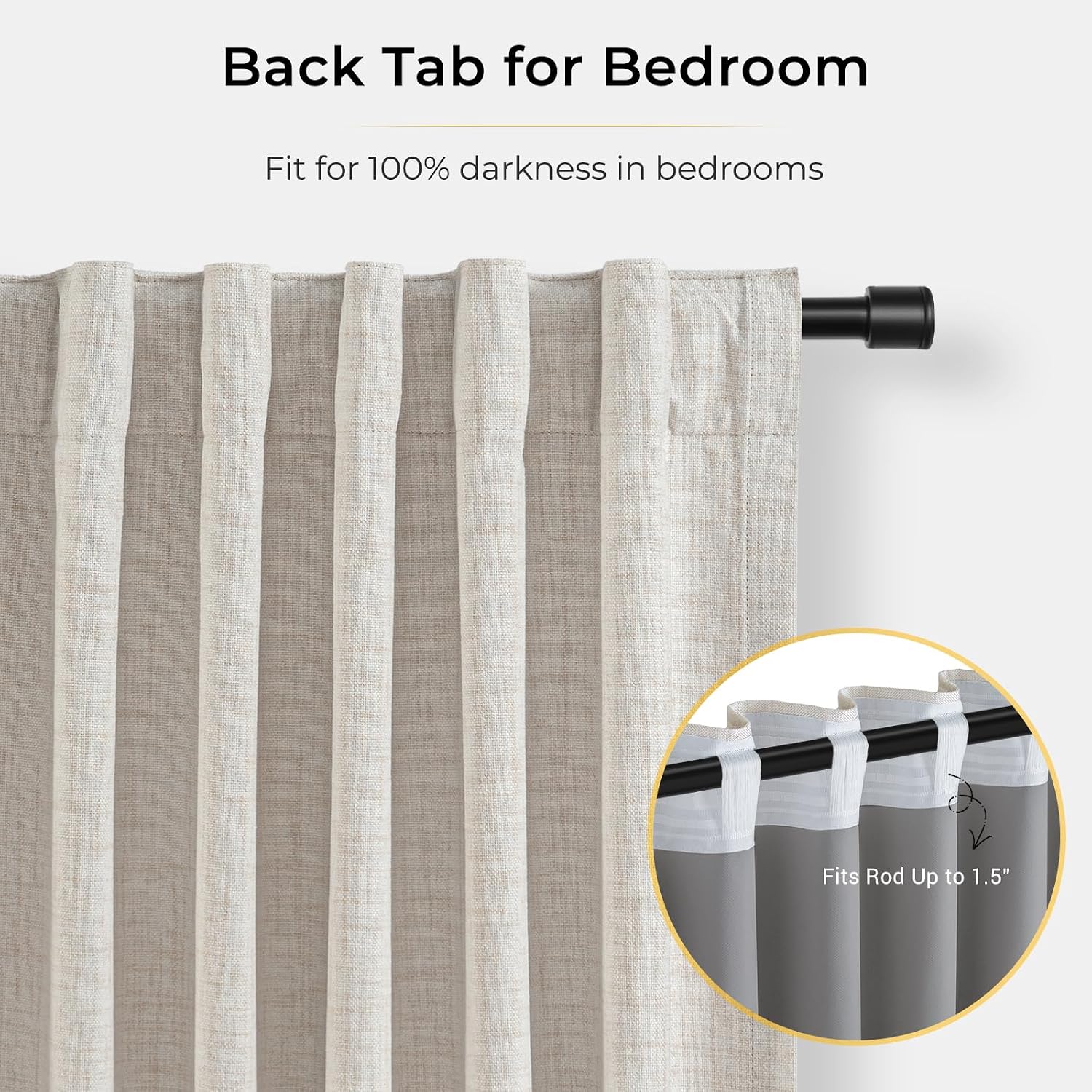 Thumbnail 6 de INOVADAY 100% Blackout Sliding Door Curtain, Beige, 102 x 108 in, 1 Panel