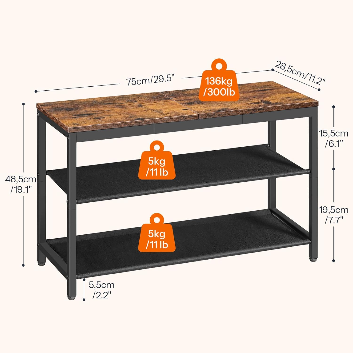 Detalle de HOOBRO 3-Tier Shoe Bench