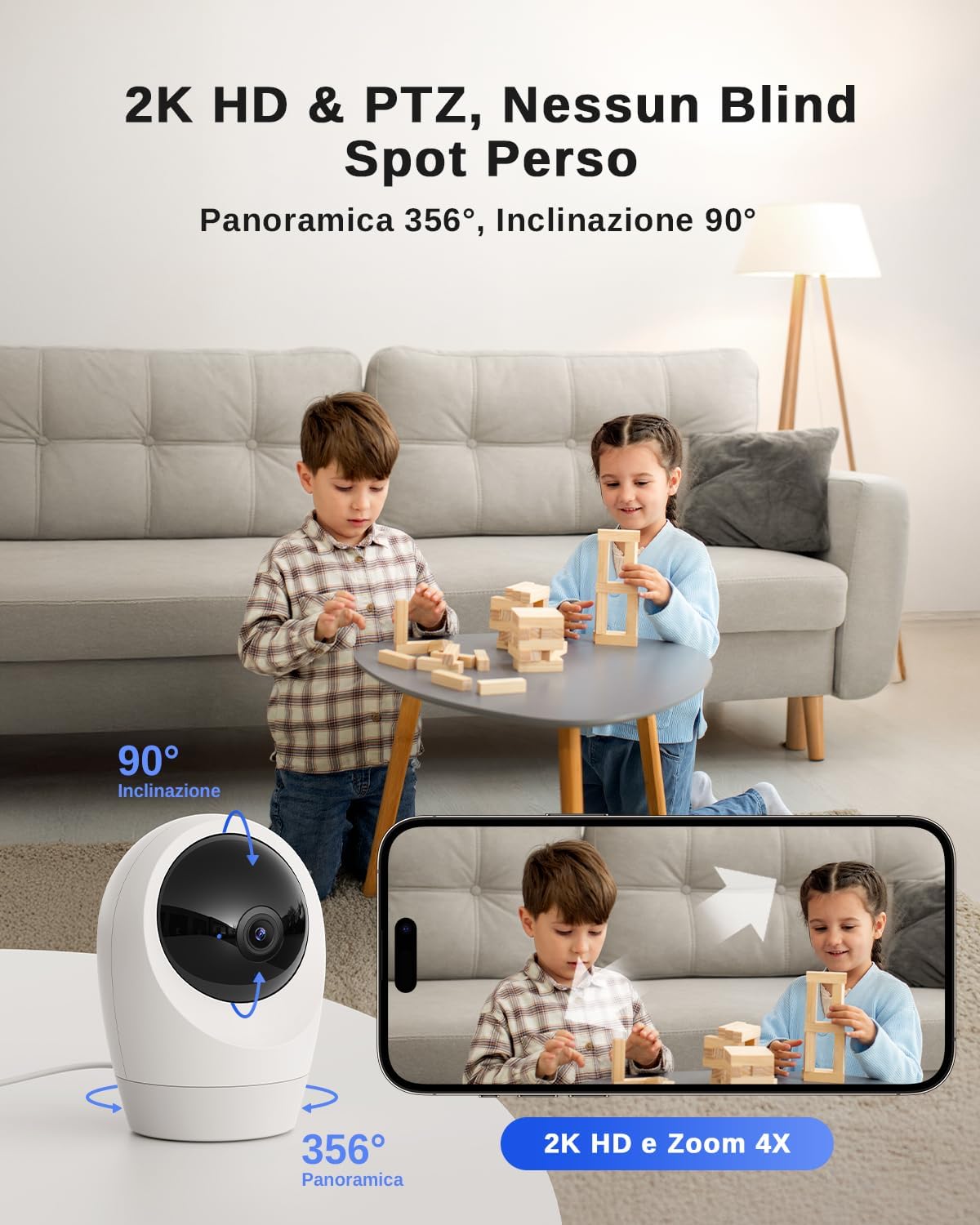 Thumbnail 3 de NUASI 2K 4G LTE Telecamera PTZ 360° per interno