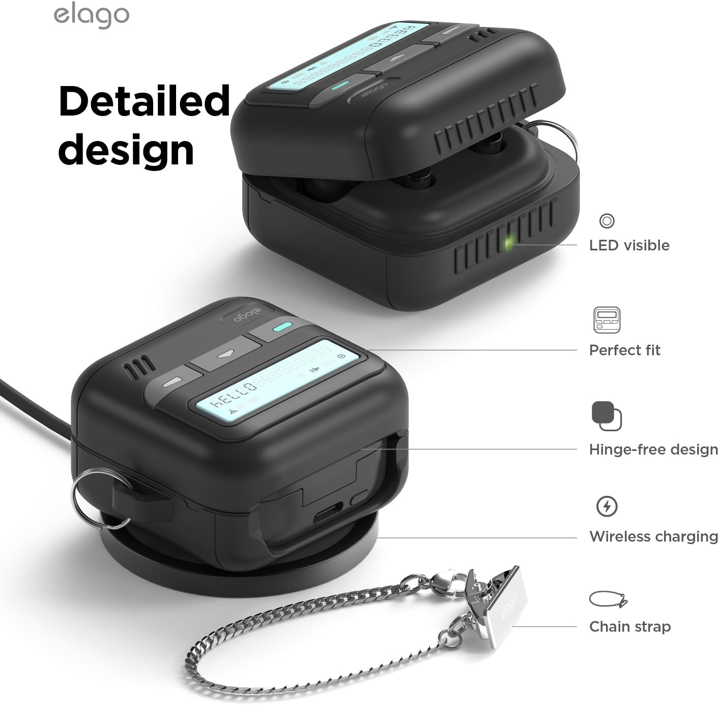 Thumbnail 6 de elago Coque Pager pour étui Samsung Galaxy Buds 4 Pro & Buds 4 (noir) avec lanière