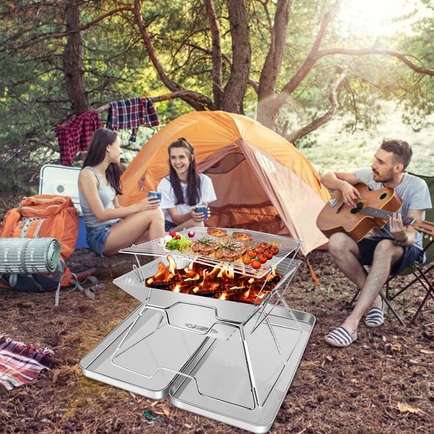 Detalle de Portable fire pit grill rack 430 stainless