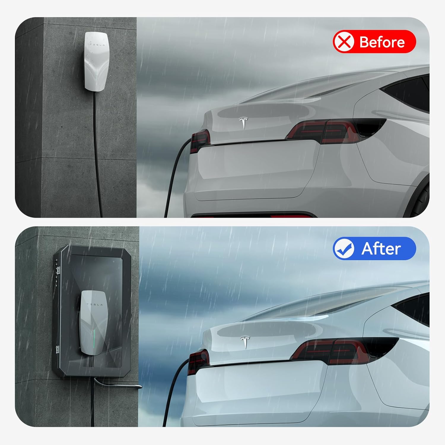 Detalle 2 de YONZEE Wall-Mounted EV Charger Protection Box – Weatherproof Cover for Home Chargers