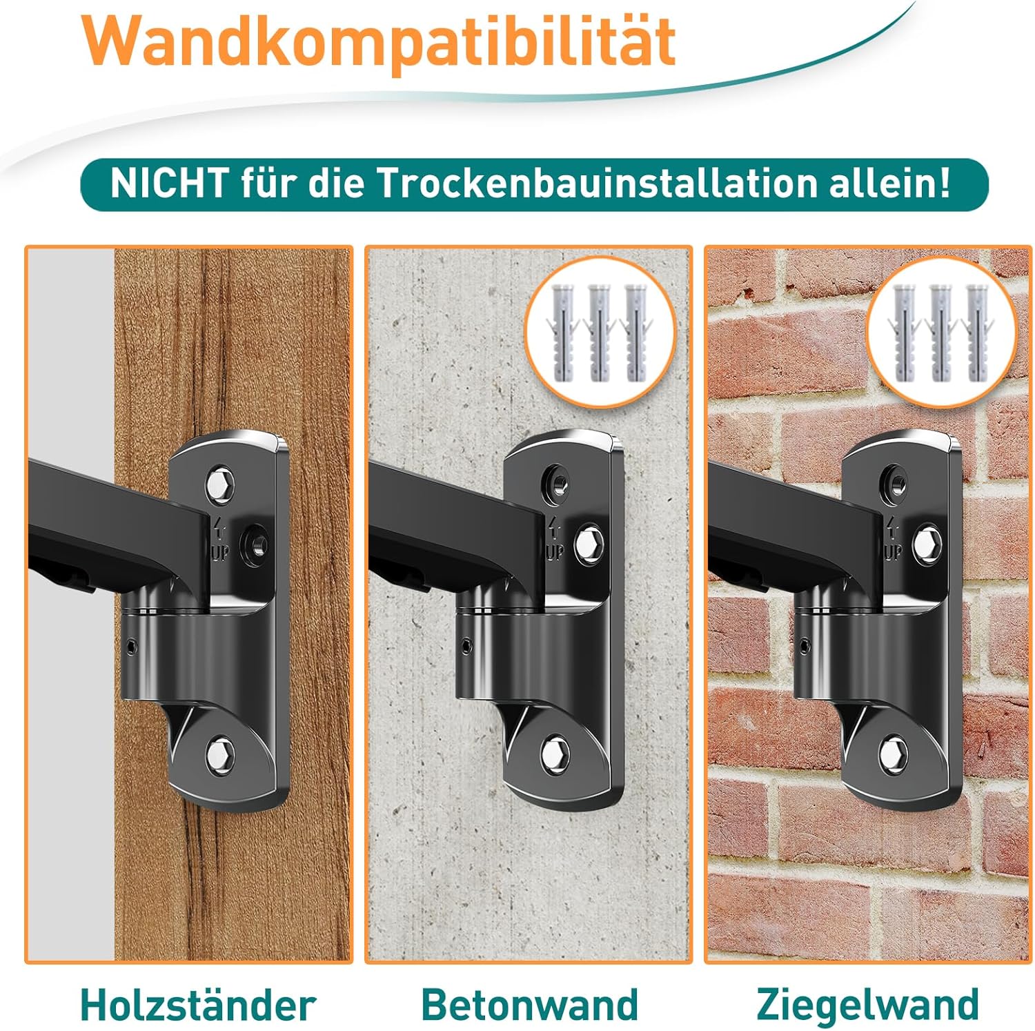 Detalle de ELIVED Monitor-Wandhalterung EV023A für 13–32" bis 9 kg (VESA 75/100) mit 180° Schwenk-, 360° Dreh- und Höhenverstellung