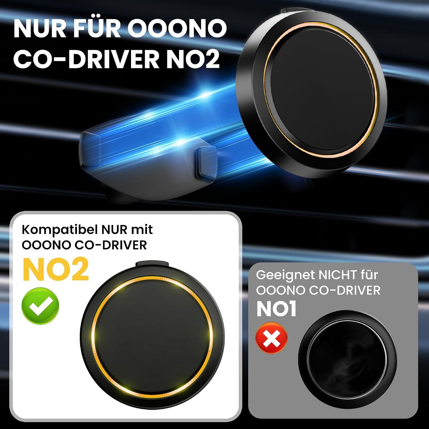 Detalle de DESELL ooono 2 Halterung – magnetische Auto-Lüftungsgitterhalterung für OOONO CO-Driver NO2
