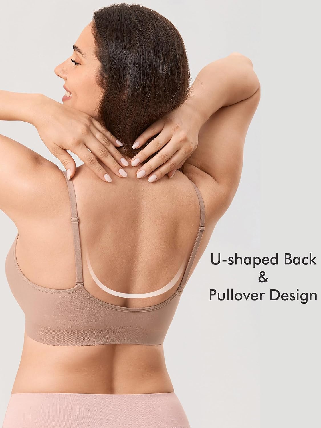 Detalle de MOMANDA Seamless Nursing Bra for Breastfeeding – Comfortable V-neck Wireless Bralette