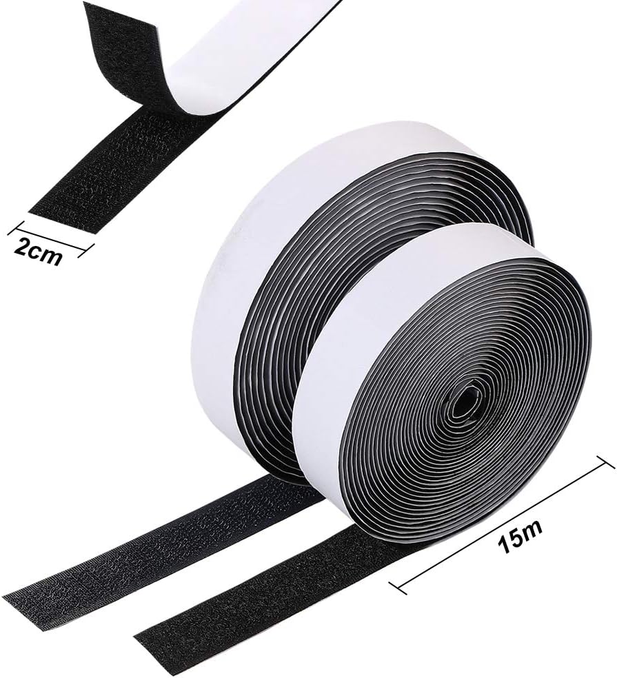 Detalle 2 de Vicloon Adhesive Hook-and-Loop Tape, Black, 2 cm Wide, 15 m