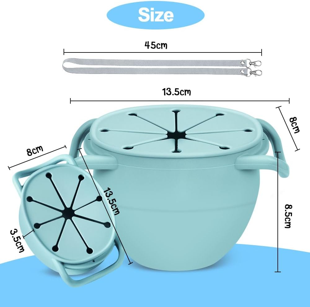 Detalle 2 de Vicloon Tazza per Spuntino 350ML: Contenitore in silicone senza BPA con doppia maniglia e cordin o, chiusura anti sporcizia