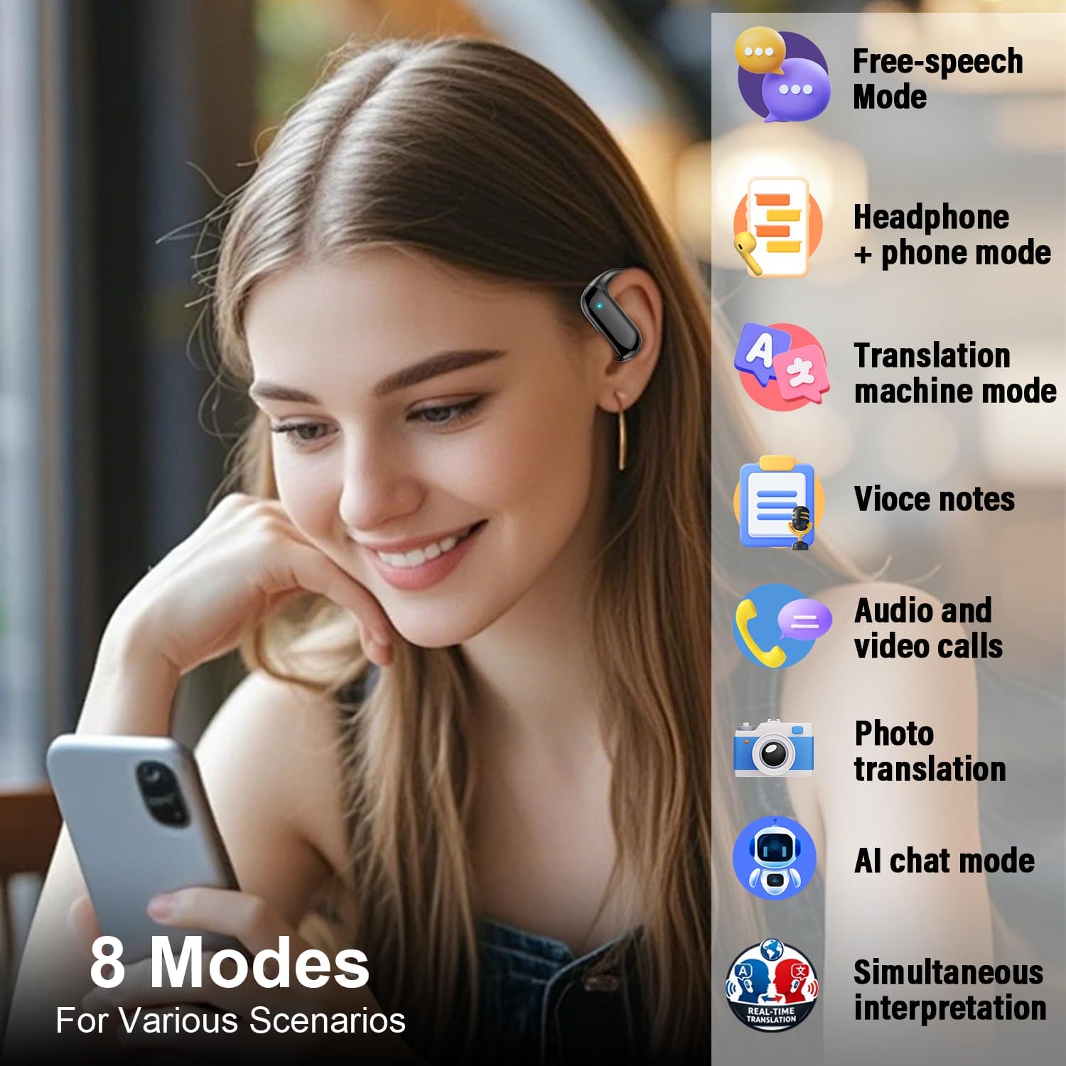Thumbnail 2 de AI Écouteur Traducteur Instantané 3 en 1 – Translation en 165 langues, Bluetooth 5.4, 42H d’autonomie