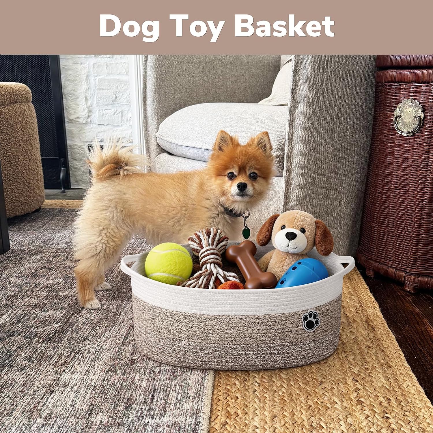 Detalle 2 de HiChen Woven Dog Toy Basket 30L