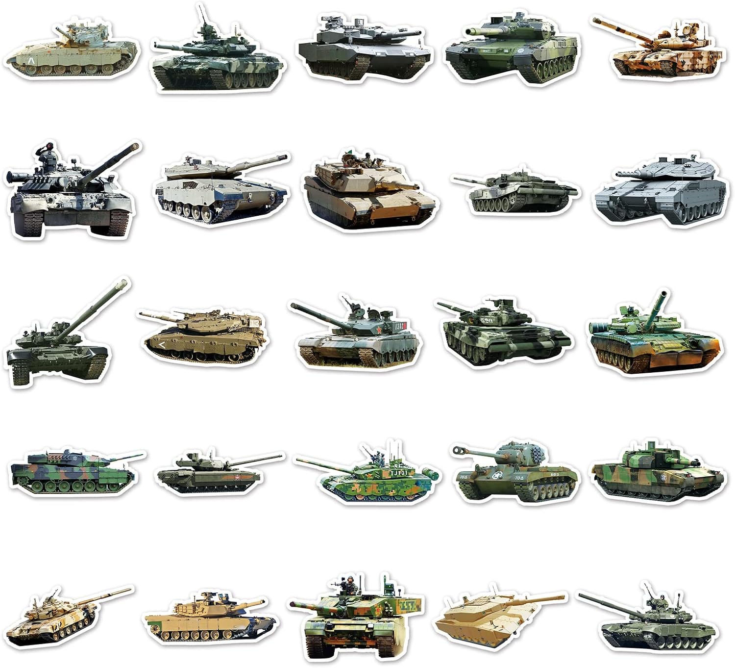 Detalle 2 de Military tank stickers, 50-piece set
